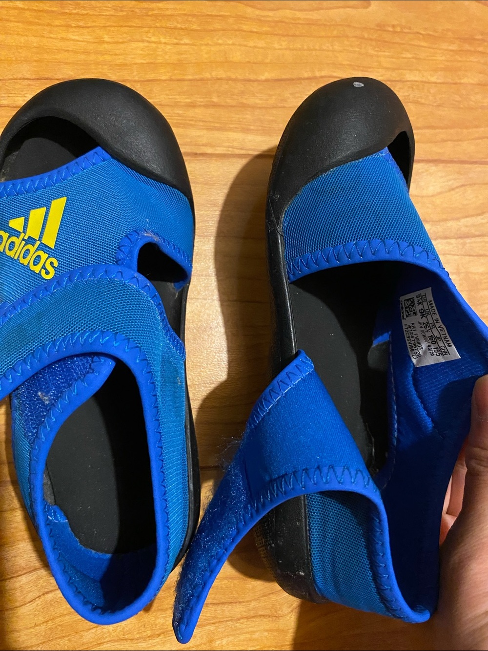 adidas Kids Royal Blue and Black Water Shoes with Yellow Logo